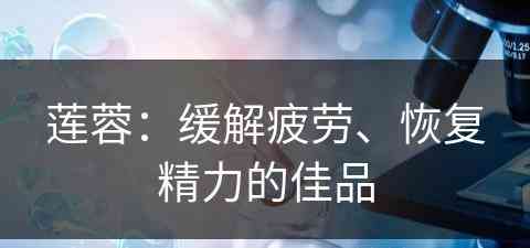 莲蓉：缓解疲劳、恢复精力的佳品